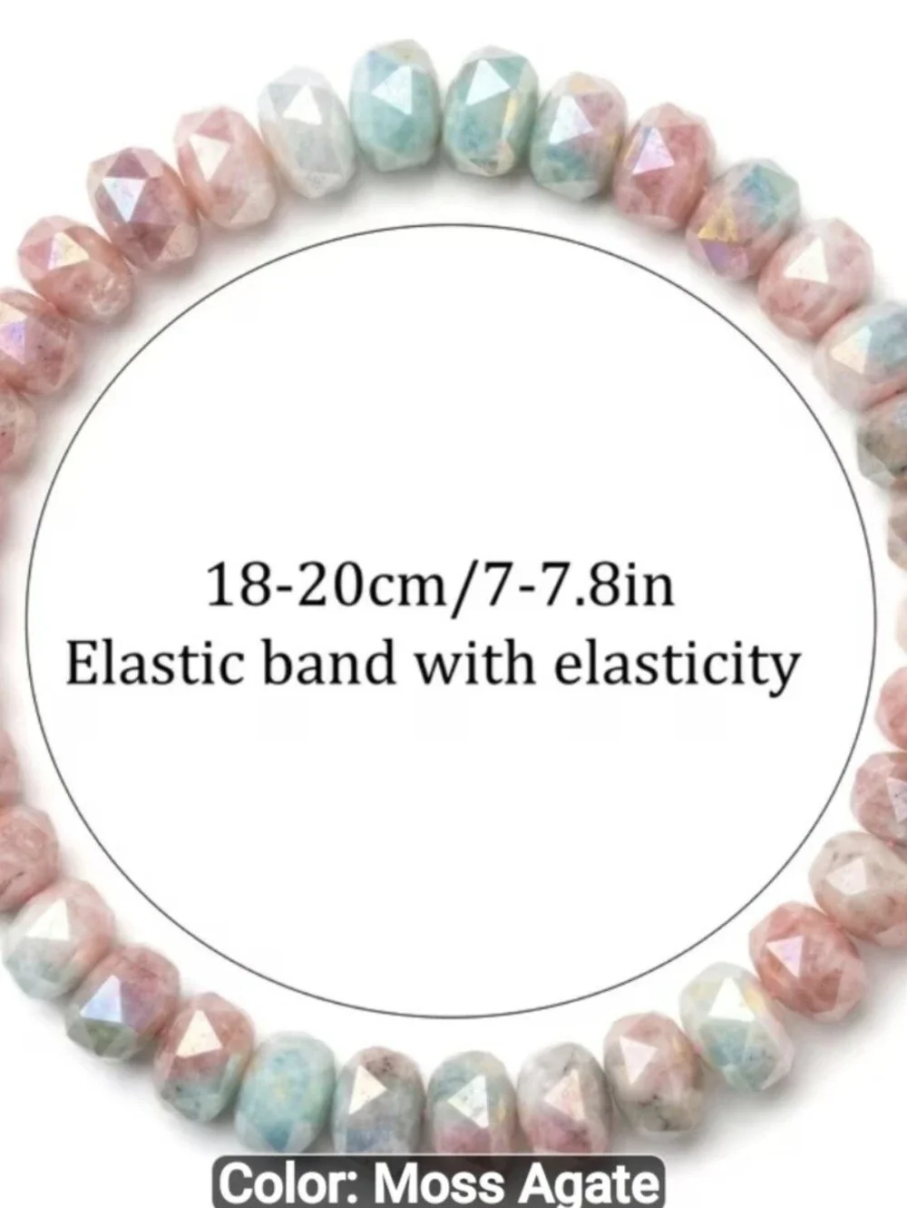 🩷💜NEW🩷💜 PRETTY!! Faceted MOSS AGATE With MOONSTONE Mix Stretch Bracelet